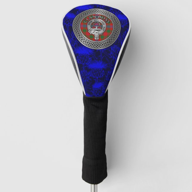 Clan Ross Crest & Tartan Knot Golf Head Cover (Front)