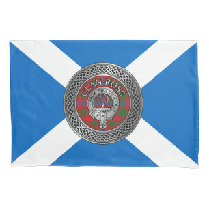 Clan Ross Crest & Tartan Knot Pillow Case