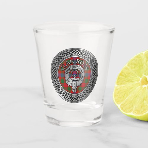 Clan Ross Crest  Tartan Knot Shot Glass