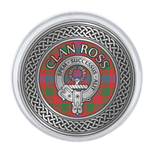 Clan Ross Crest  Tartan Knot Silver Finish Lapel Pin
