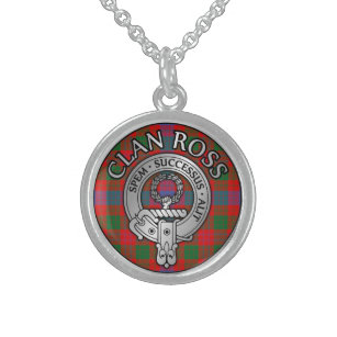 Clan Ross Crest & Tartan Knot Sterling Silver Necklace