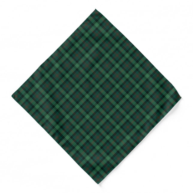 Clan Ross Hunting Tartan Green Plaid Bandana (Front)