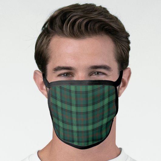 Clan Ross Hunting Tartan Green Plaid Face Mask (Worn Him)