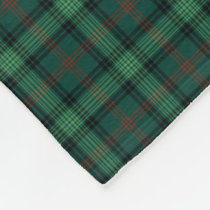 Clan Ross Hunting Tartan Green Plaid Pattern Fleece Blanket