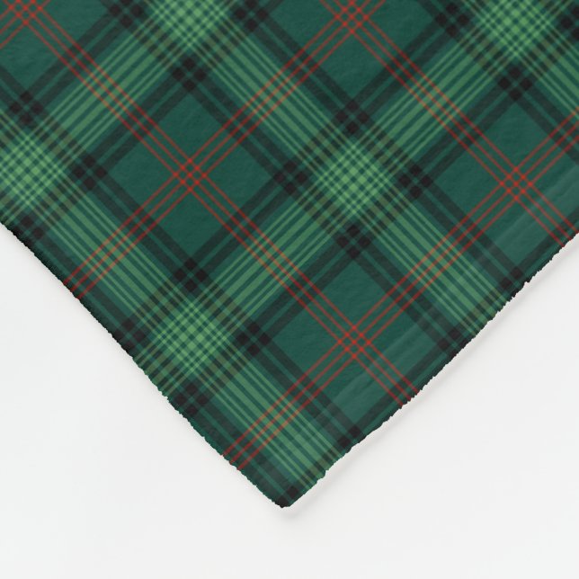 Clan Ross Hunting Tartan Green Plaid Pattern Fleece Blanket (Corner)