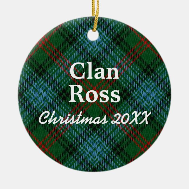 Clan Ross Scottish Tartan Ceramic Ornament (Front)