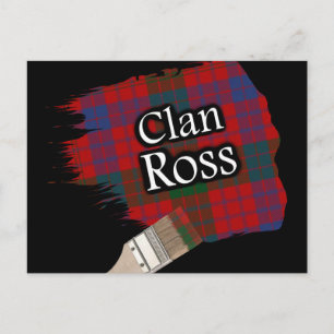 Clan Ross Scottish Tartan Paint Brush Postcard