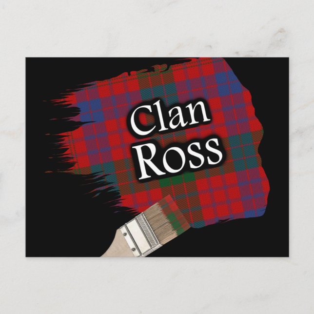 Clan Ross Scottish Tartan Paint Brush Postcard (Front)