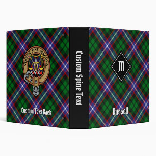 Clan Russell Crest over Tartan 3 Ring Binder