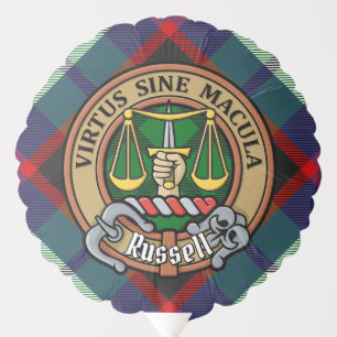 Clan Russell Crest over Tartan Balloon