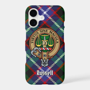 Clan Russell Crest over Tartan iPhone 17 Case