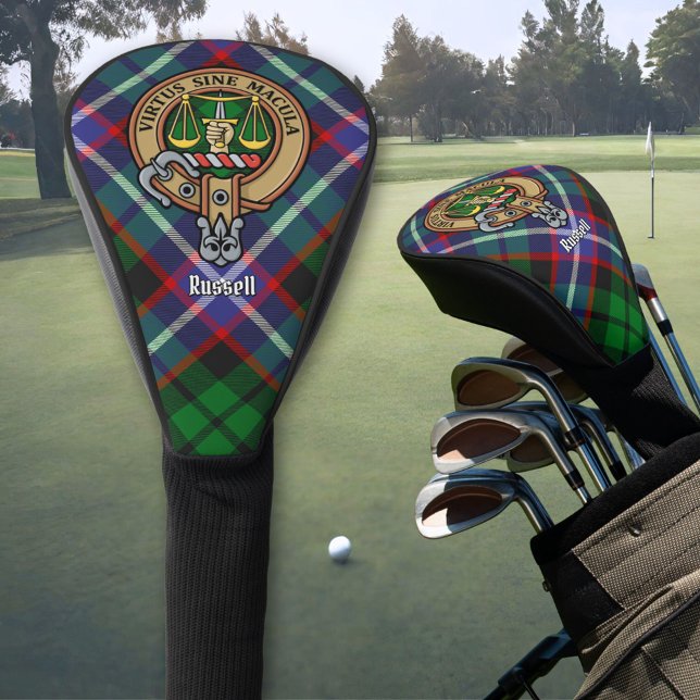 Clan Russell Crest over Tartan Golf Head Cover (Creator Uploaded)