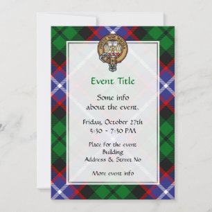 Clan Russell Crest over Tartan Invitation