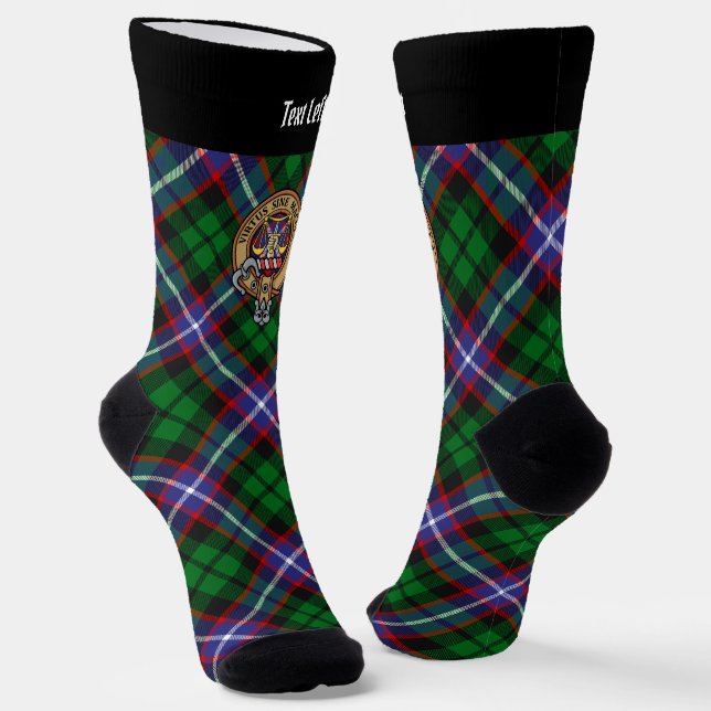 Clan Russell Crest over Tartan Socks (Angled)
