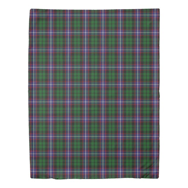 Clan Russell Scottish Accents Blue Green Tartan Duvet Cover (Front)