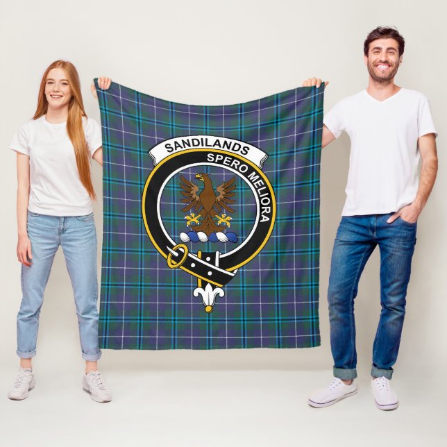 Clan Sandilands Modern Tartan Plaid Fleece Blanket (In Situ)