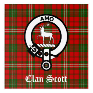 Clan Scott Crest Badge and Tartan Acrylic Print
