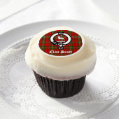 Clan Scott Crest Badge and Tartan Edible Frosting Rounds (Cupcake)