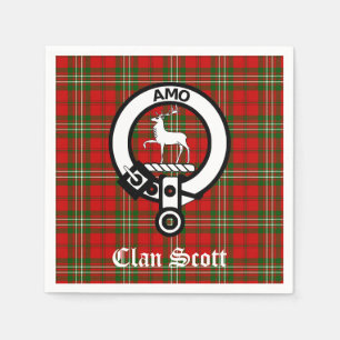 Clan Scott Crest Badge and Tartan Napkins