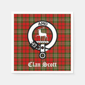 Clan Scott Crest Badge and Tartan Napkins