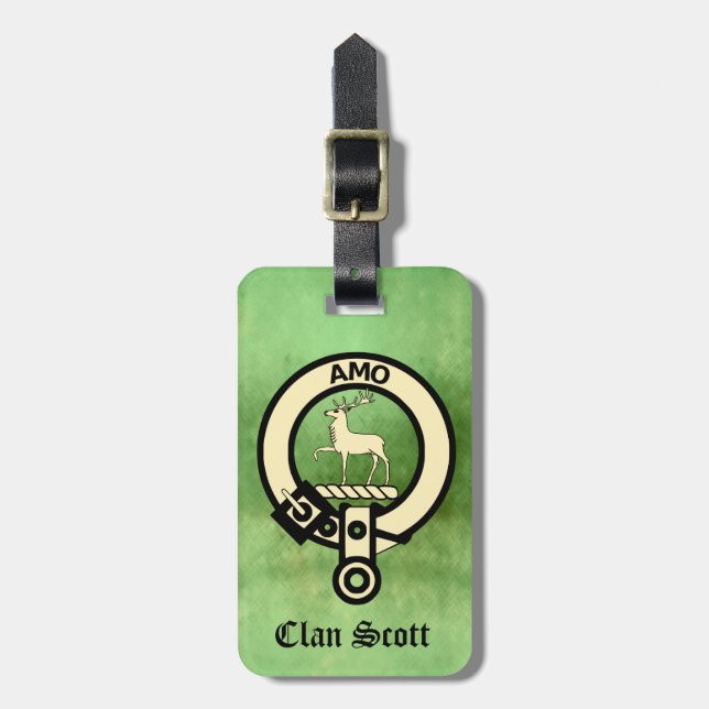 Clan Scott Crest Badge Luggage Tag (Front Vertical)