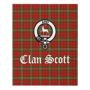 Clan Scott Crest Badge & Tartan Faux Canvas Print