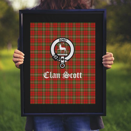 Clan Scott Crest Badge  Tartan Poster