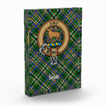 Clan Scott Crest over Green Tartan Acrylic Award