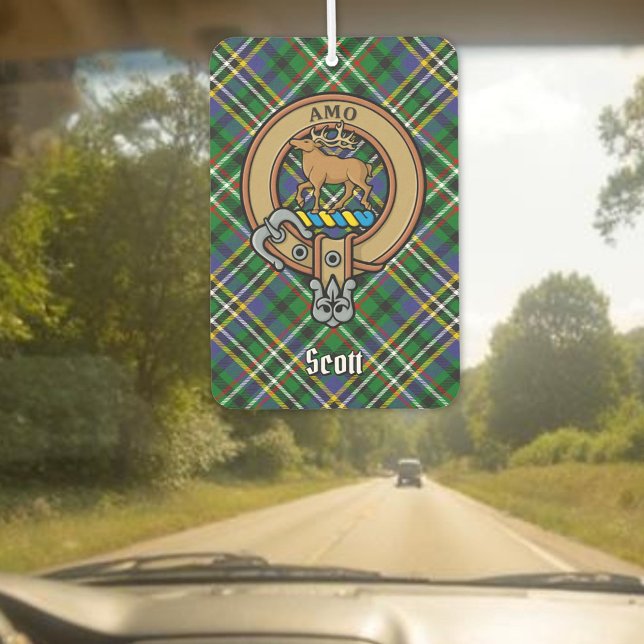 Clan Scott Crest over Green Tartan Air Freshener (Creator Uploaded)