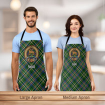 Clan Scott Crest over Green Tartan Apron