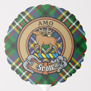 Clan Scott Crest over Green Tartan Balloon