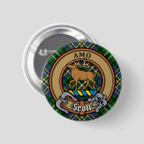 Clan Scott Crest over Green Tartan Button