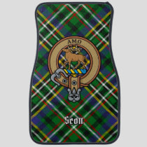 Clan Scott Crest over Green Tartan Car Floor Mat