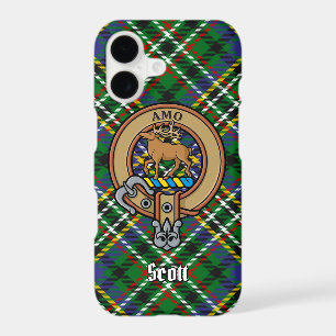 Clan Scott Crest over Green Tartan iPhone 17 Case