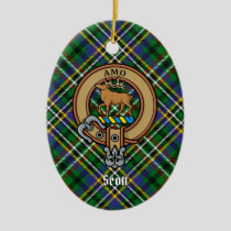 Clan Scott Crest over Green Tartan Ceramic Ornament