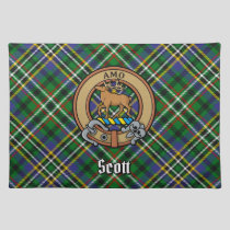 Clan Scott Crest over Green Tartan Cloth Placemat