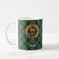 Clan Scott Crest over Green Tartan Coffee Mug