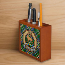 Clan Scott Crest over Green Tartan Desk Organizer