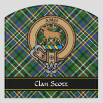 Clan Scott Crest over Green Tartan Door Sign