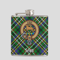 Clan Scott Crest over Green Tartan Flask