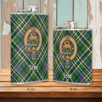 Clan Scott Crest over Green Tartan Flask