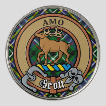 Clan Scott Crest over Green Tartan Golf Ball Marker