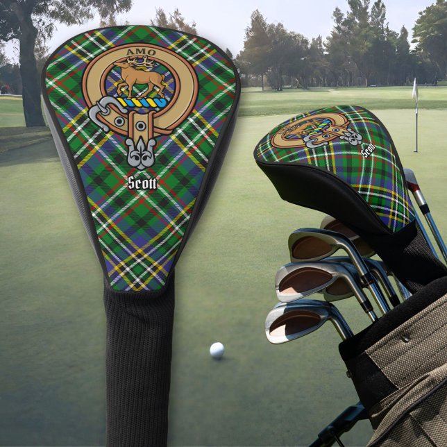 Clan Scott Crest over Green Tartan Golf Head Cover (Creator Uploaded)