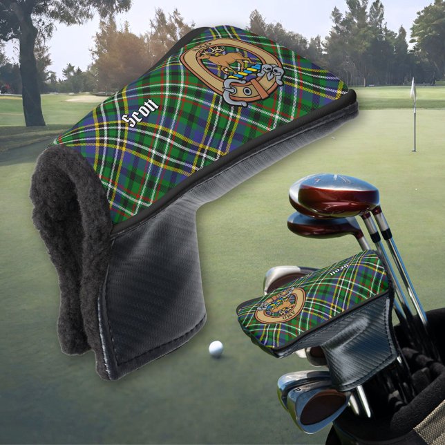 Clan Scott Crest over Green Tartan Golf Head Cover (Creator Uploaded)