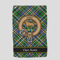 Clan Scott Crest over Green Tartan Golf Towel