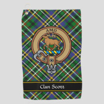 Clan Scott Crest over Green Tartan Golf Towel