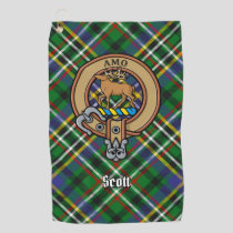 Clan Scott Crest over Green Tartan Golf Towel