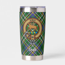 Clan Scott Crest over Green Tartan Insulated Tumbler