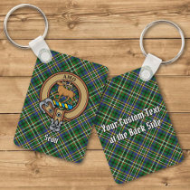 Clan Scott Crest over Green Tartan Keychain