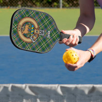 Clan Scott Crest over Green Tartan Keychain Pickleball Paddle